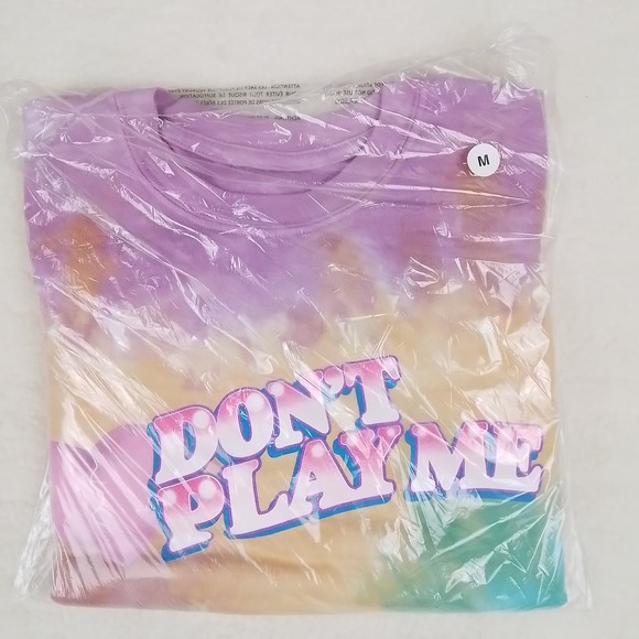 Revolve Samii Ryan Sweatshirt Sz M Cropped Pink Blue Tie Dye Don't Play‎ Me - Picture 8 of 13